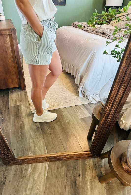 💙 Blue Skies Stripe Denim Shorts