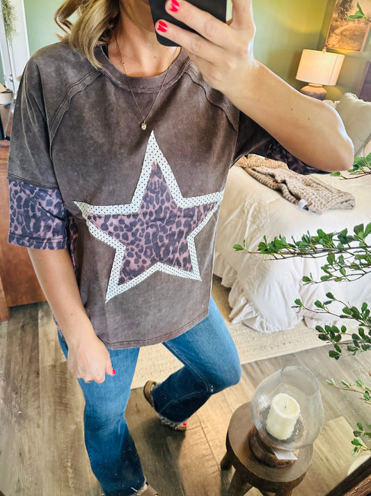 Leopard Star Mineral Wash Top ⭐🐆