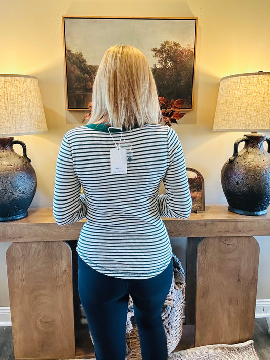 The Presley Striped Henley Top