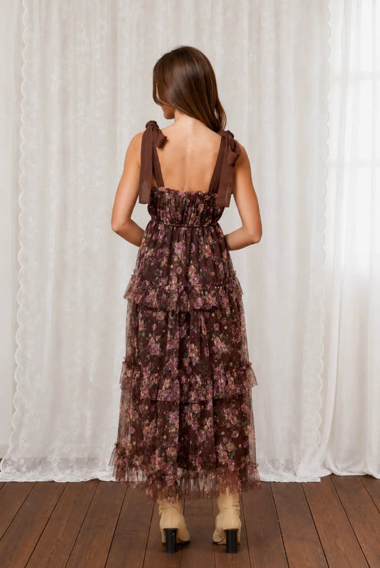 Mocha Rose Garden Maxi Dress