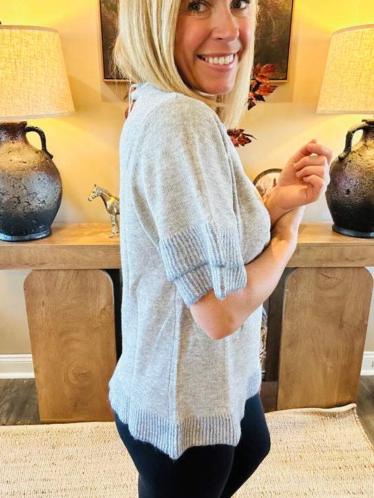 The Tessa Contrast Trim Sweater Tee 💙