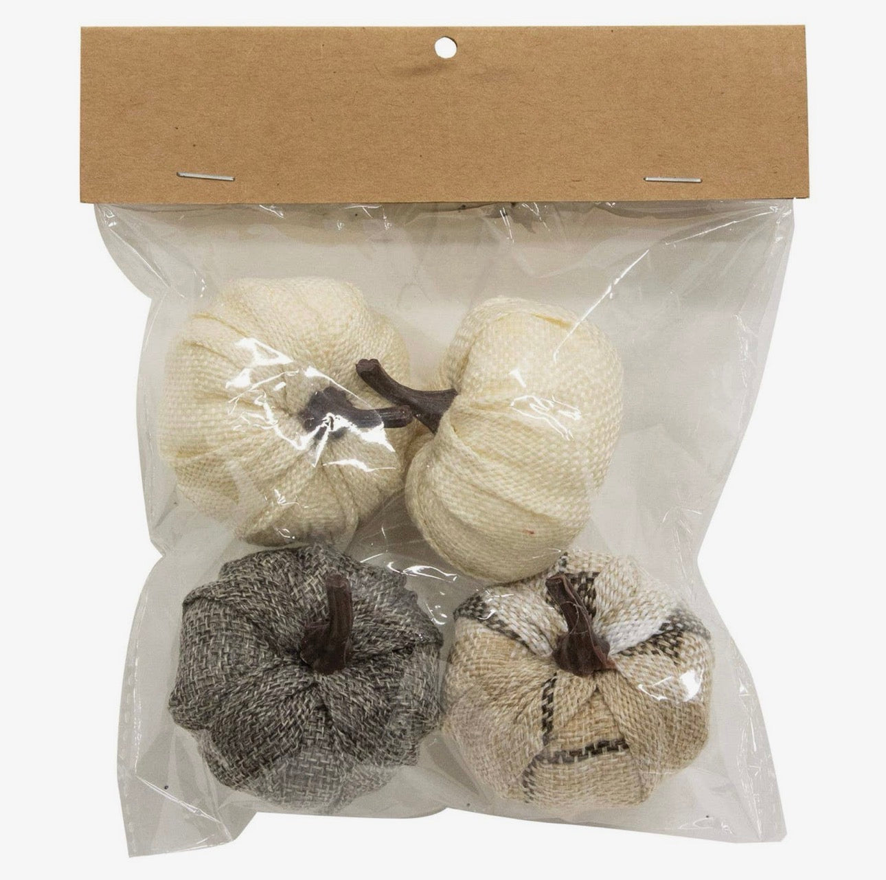 Cream & Gray Burlap Pumpkin Set