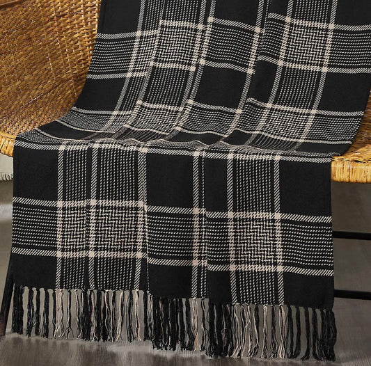 Black & Cream Farmhouse Plaid Throw Blanket