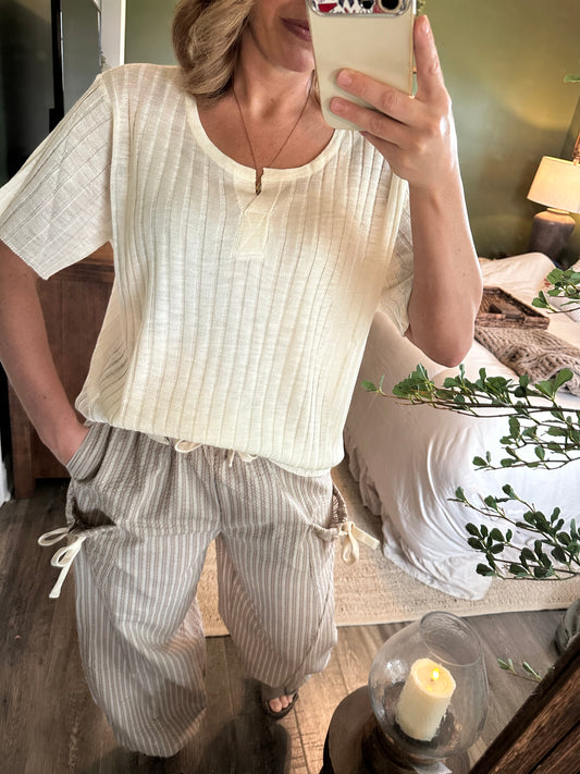 Ivory Breeze Ribbed Top
