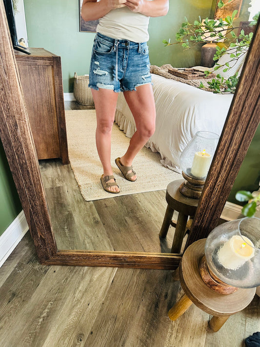 Midnight Tide Frayed Denim Short