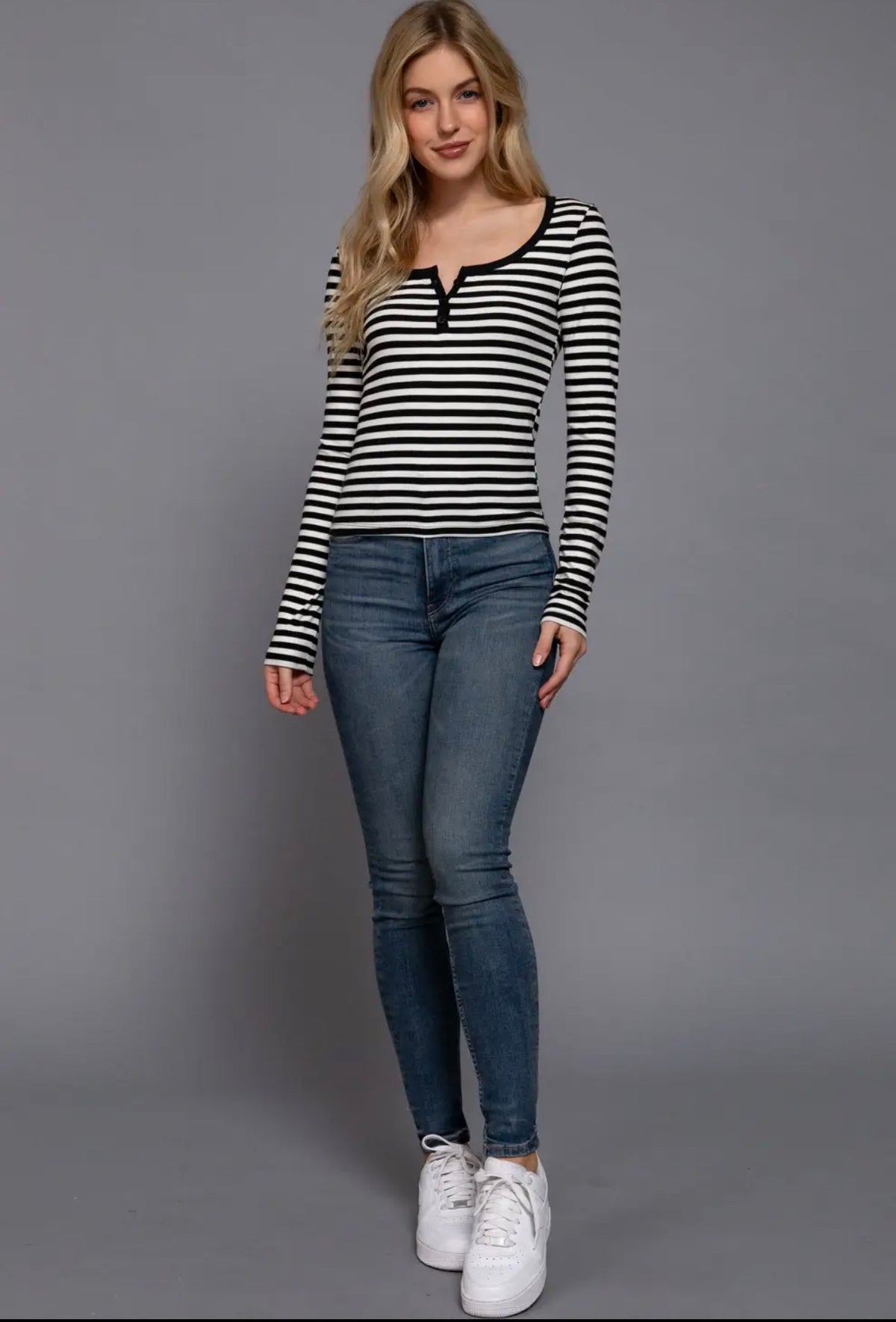 ❤️ The Tessa Striped Henley Top