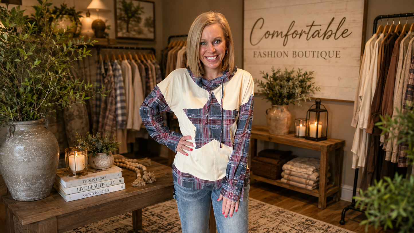 The Brynn Plaid Patchwork Hoodie