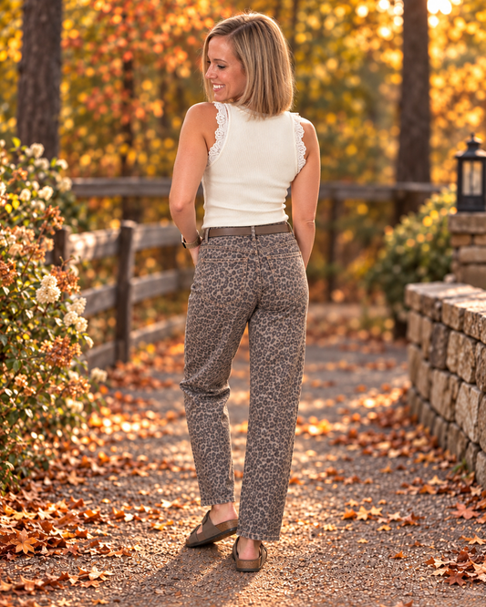 Remi Leopard Barrel Jeans