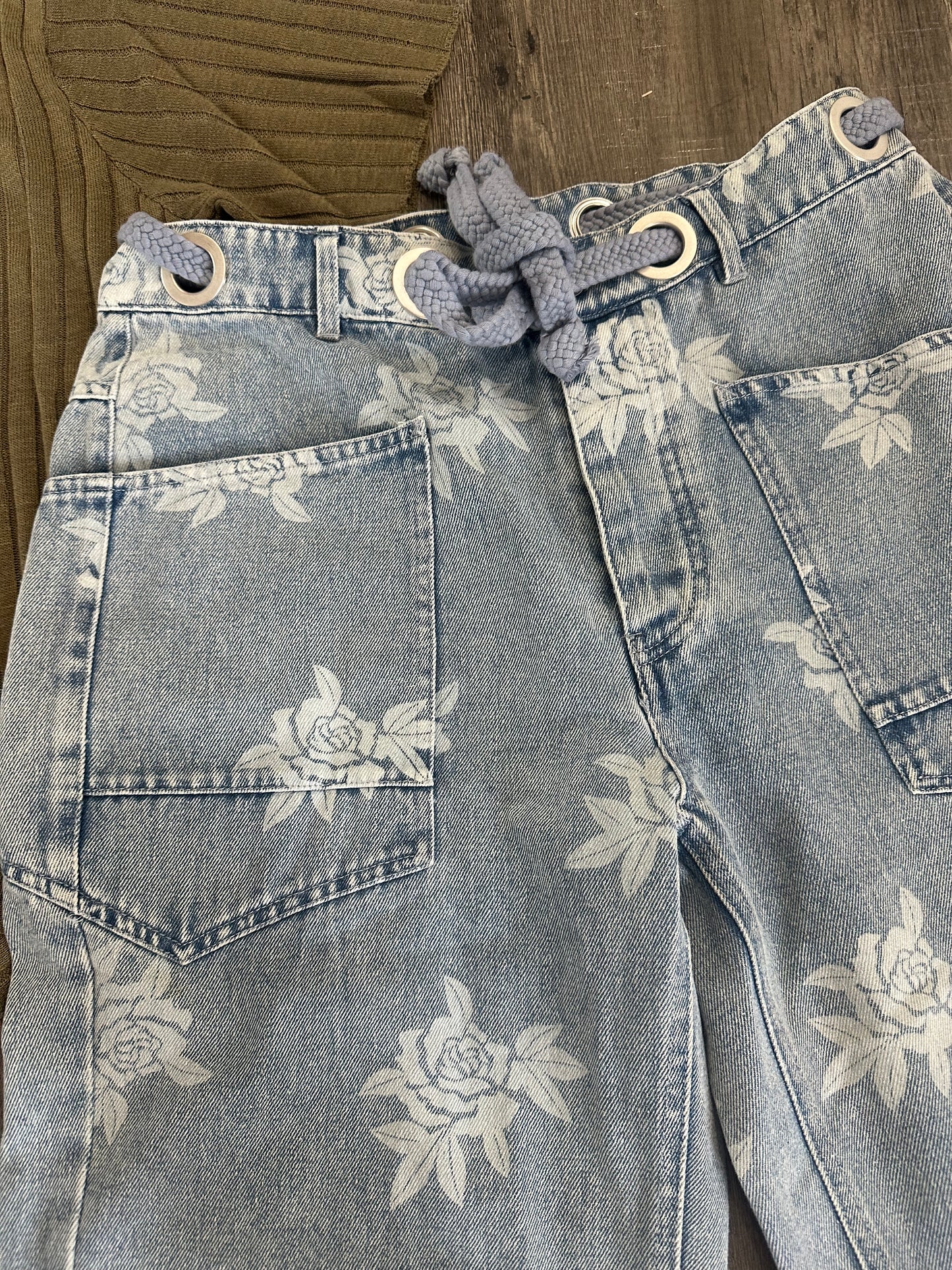 Olive Grove Floral Denim Set