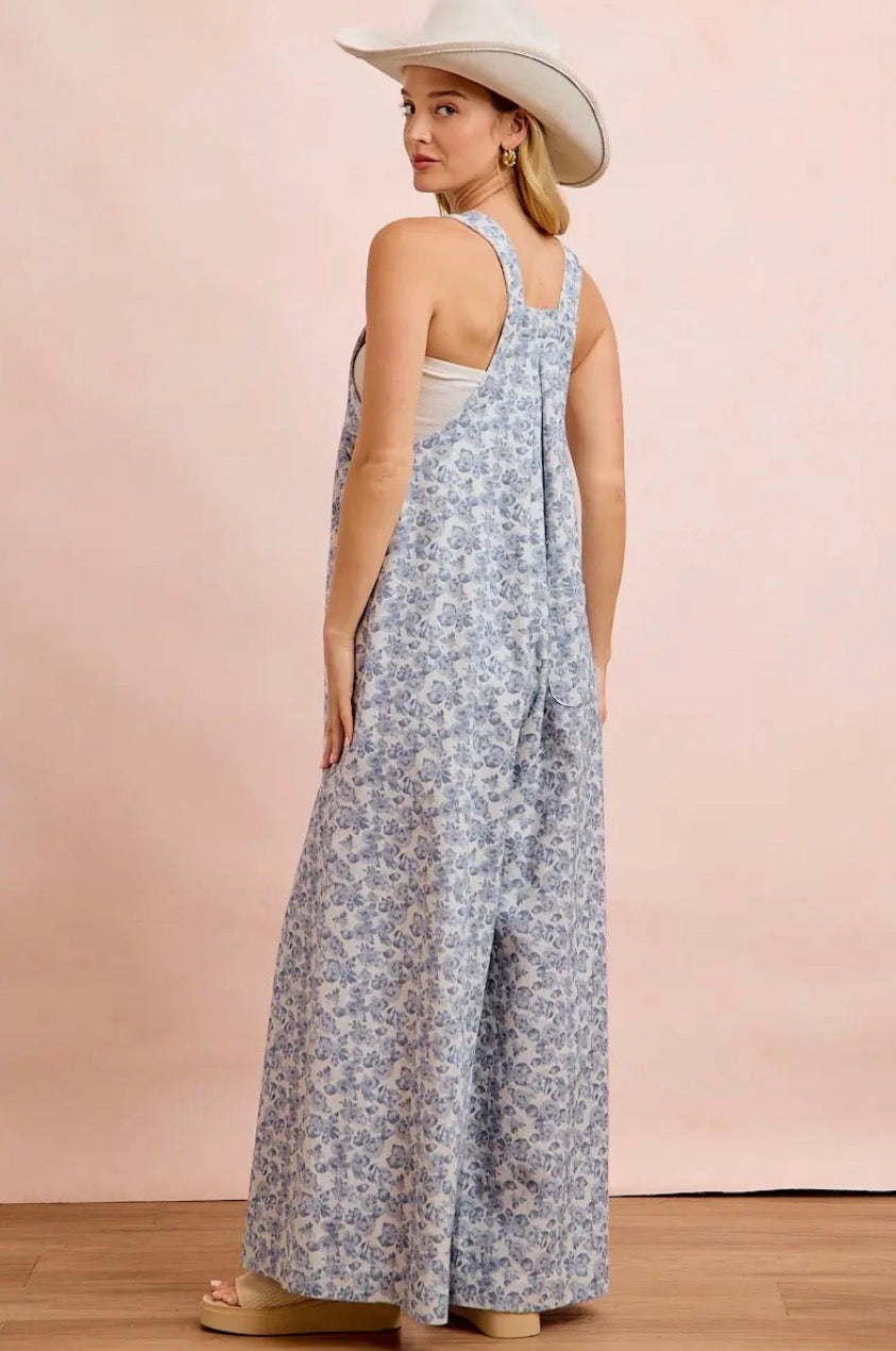 Blue Blossom Wide Leg Overalls ๐ธ๐