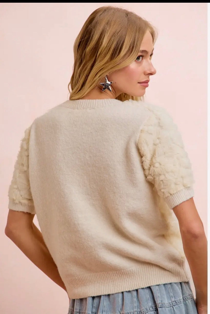 Ivory Bloom Textured Sweater