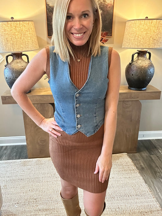 💙 The Wren Stretch Denim Vest