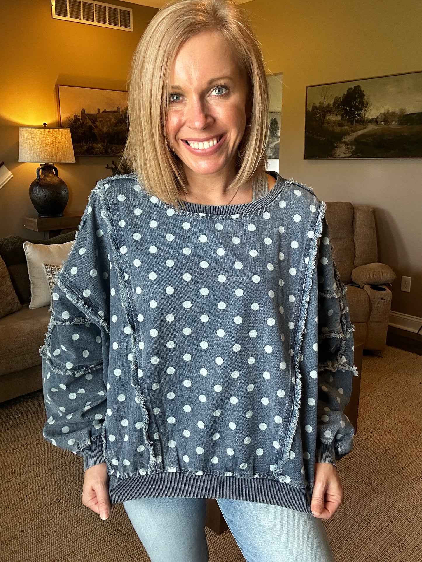 Blue Skies & Polka Dots Pullover