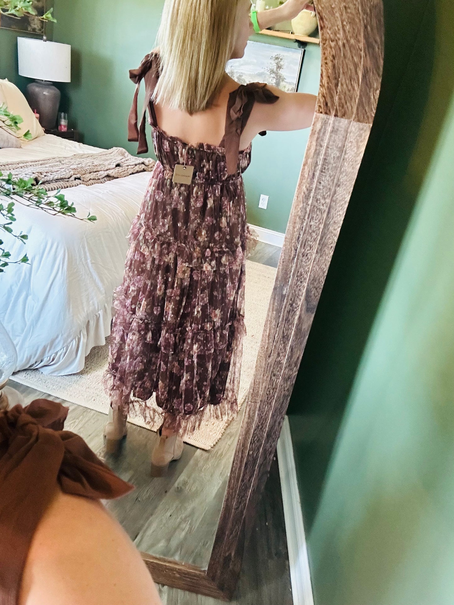 Mocha Rose Garden Maxi Dress
