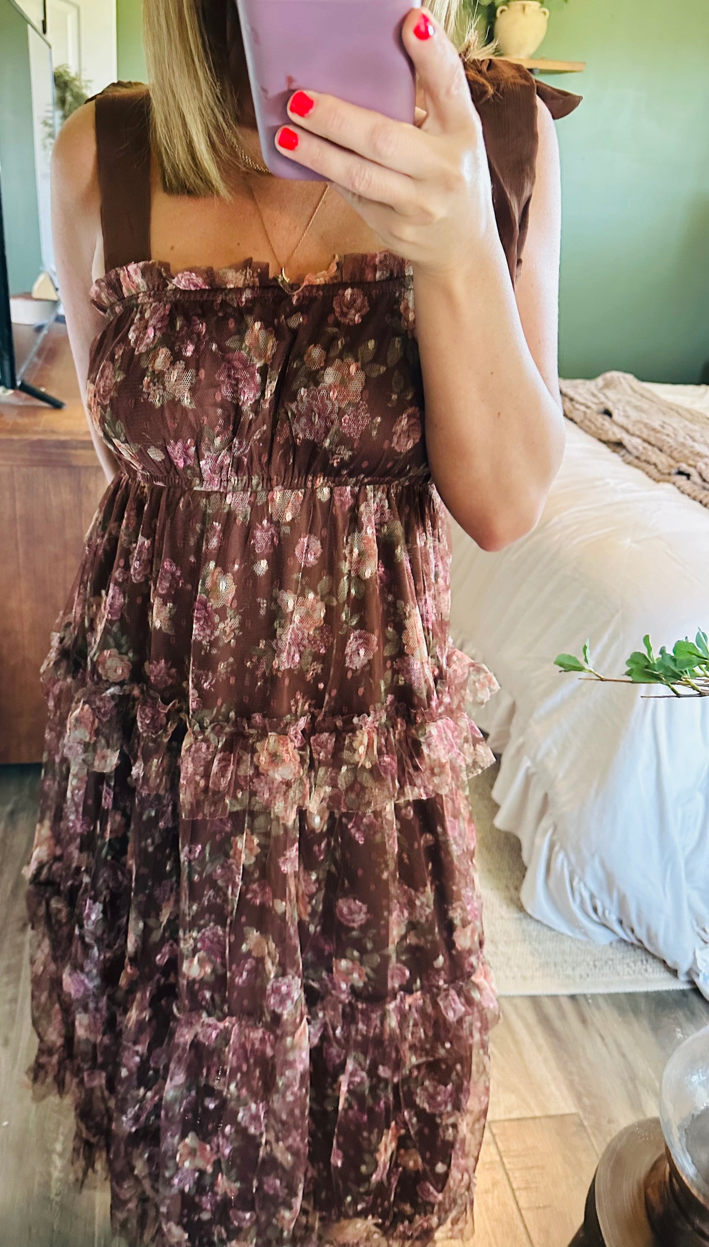 Mocha Rose Garden Maxi Dress