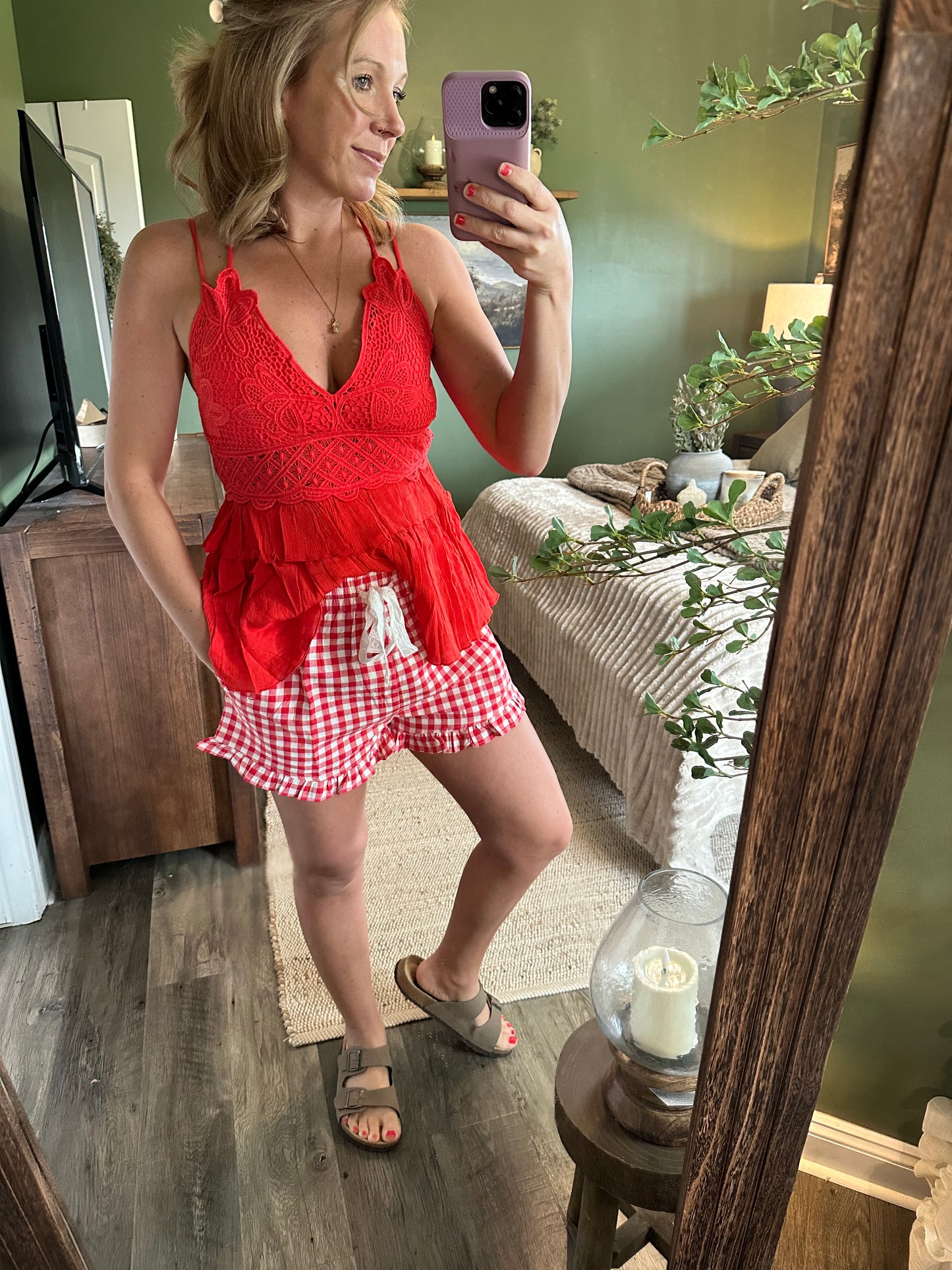Red Hot Lace Cami