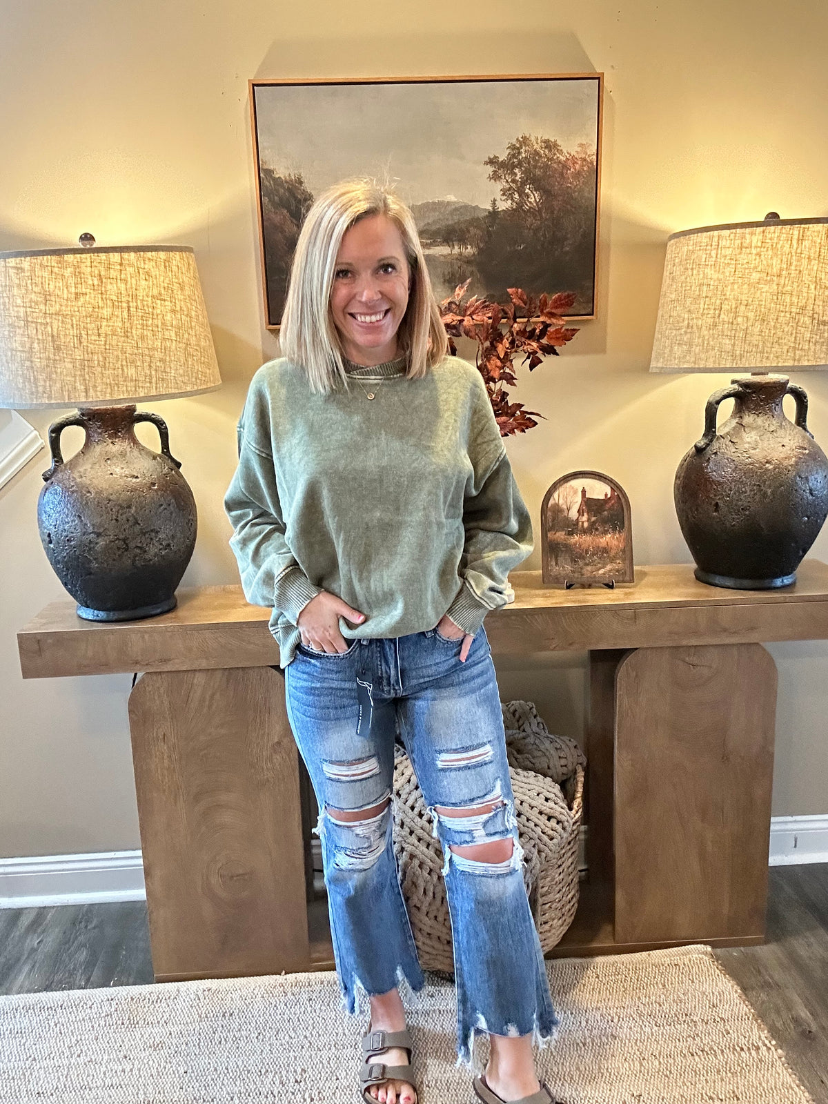 The Sadie High-Rise Distressed Crop Flares 🤎