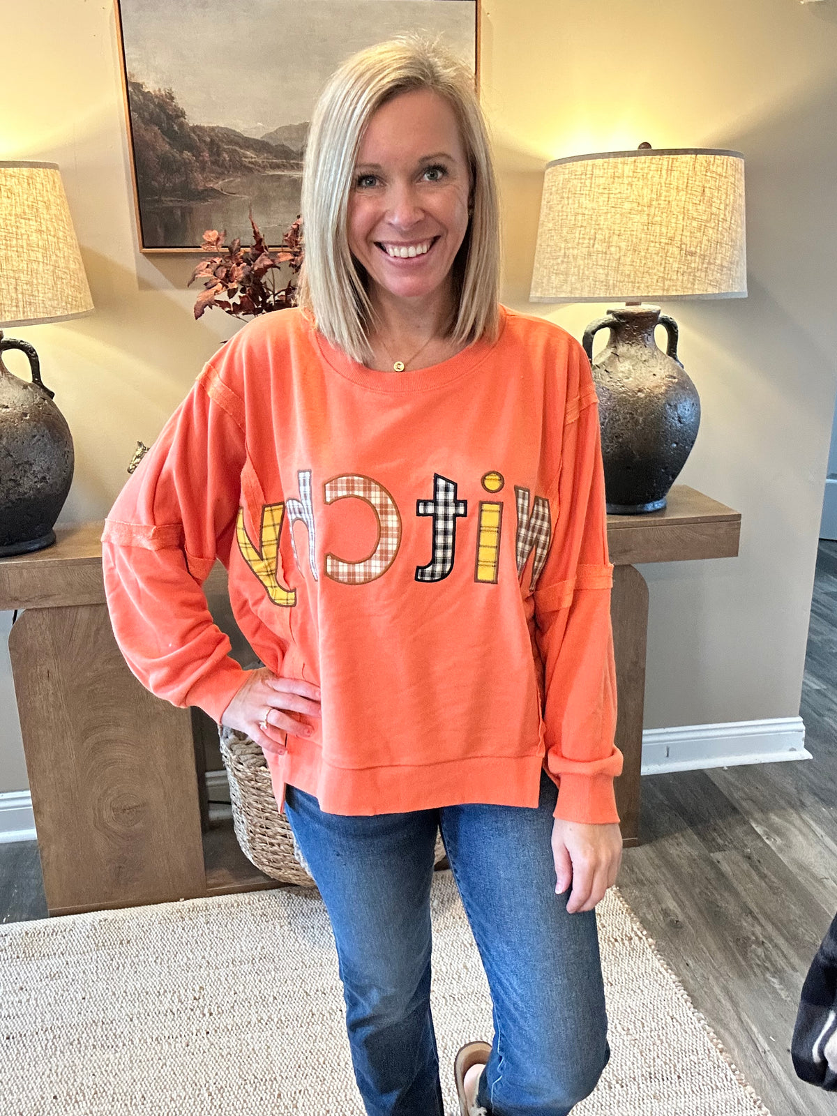 The Hadley Plaid Witch Sweatshirt 🎃
