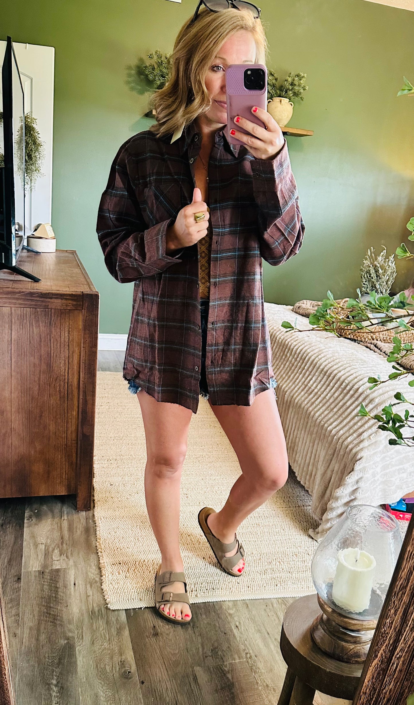 Chocolate Cabin Flannel Shacket