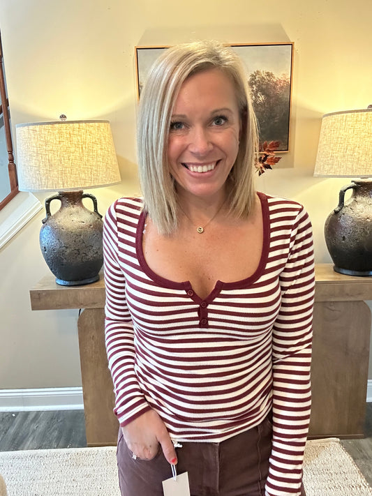 ❤️ The Tessa Striped Henley Top