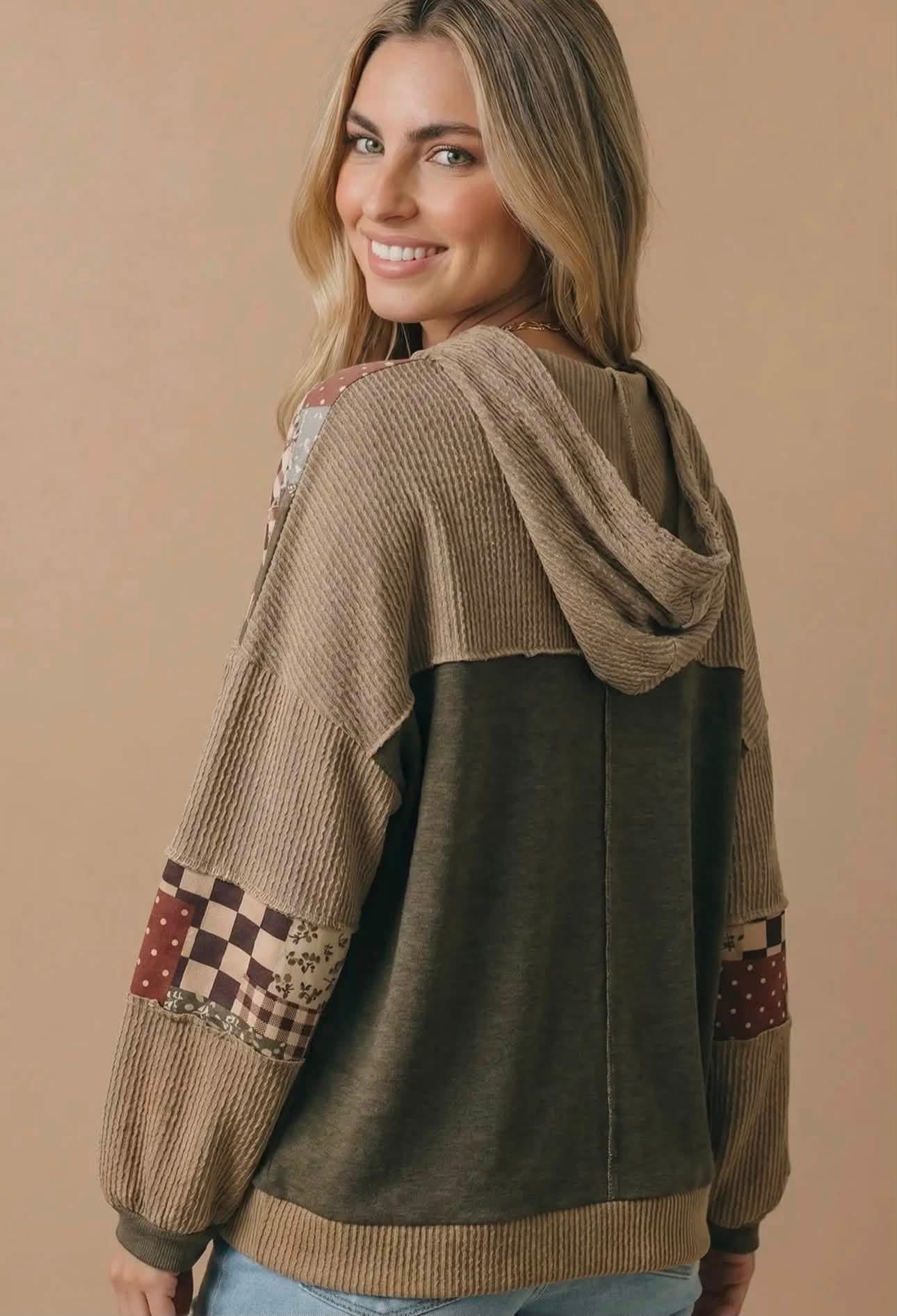 The Marlowe Patchwork Hooded Cardigan – Plus