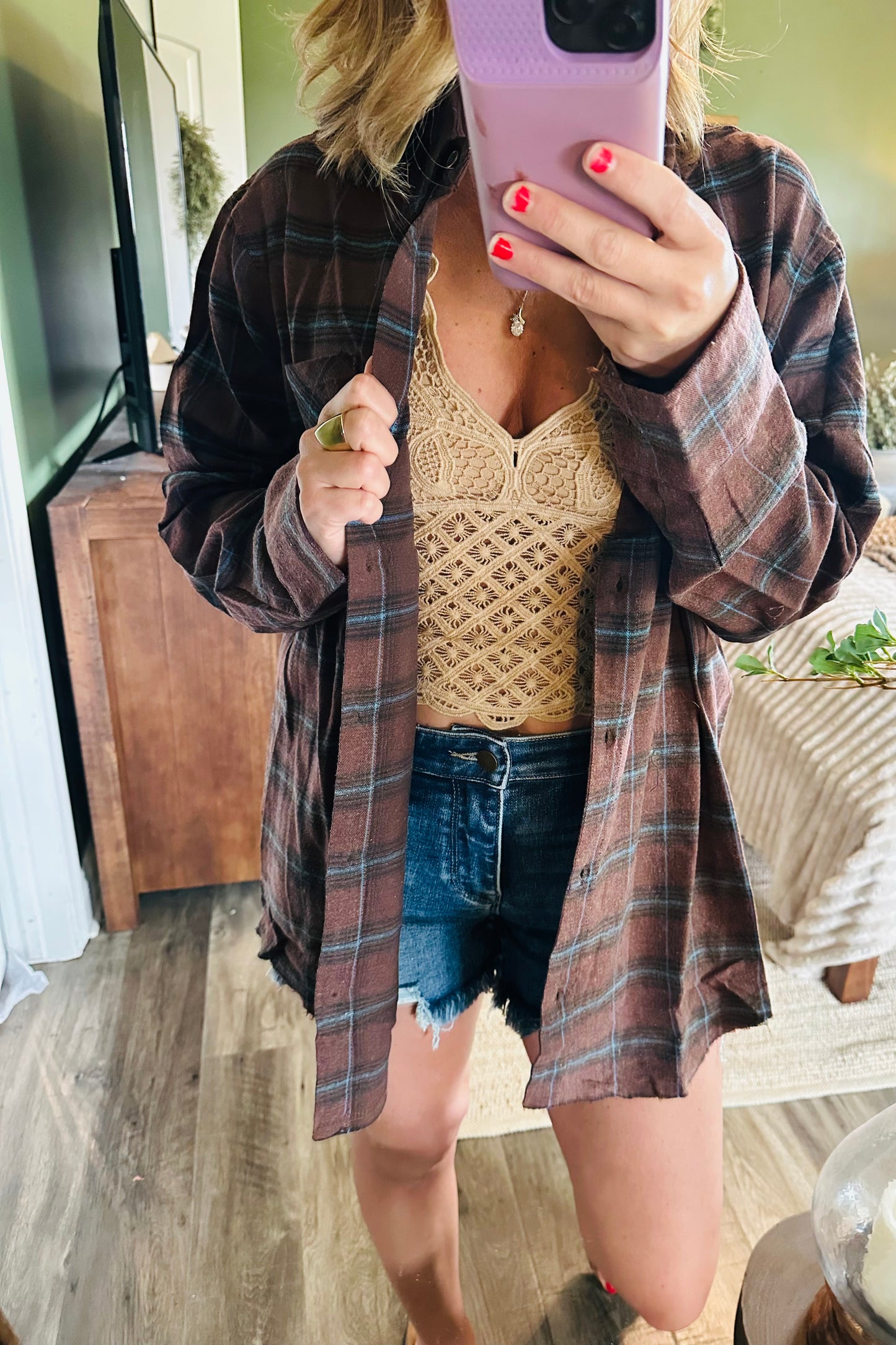Chocolate Cabin Flannel Shacket
