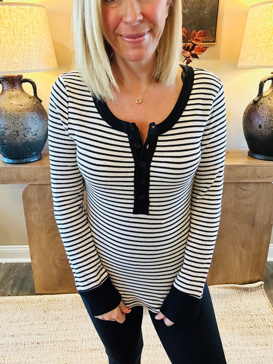 The Sienna Striped Henley Top 🖤