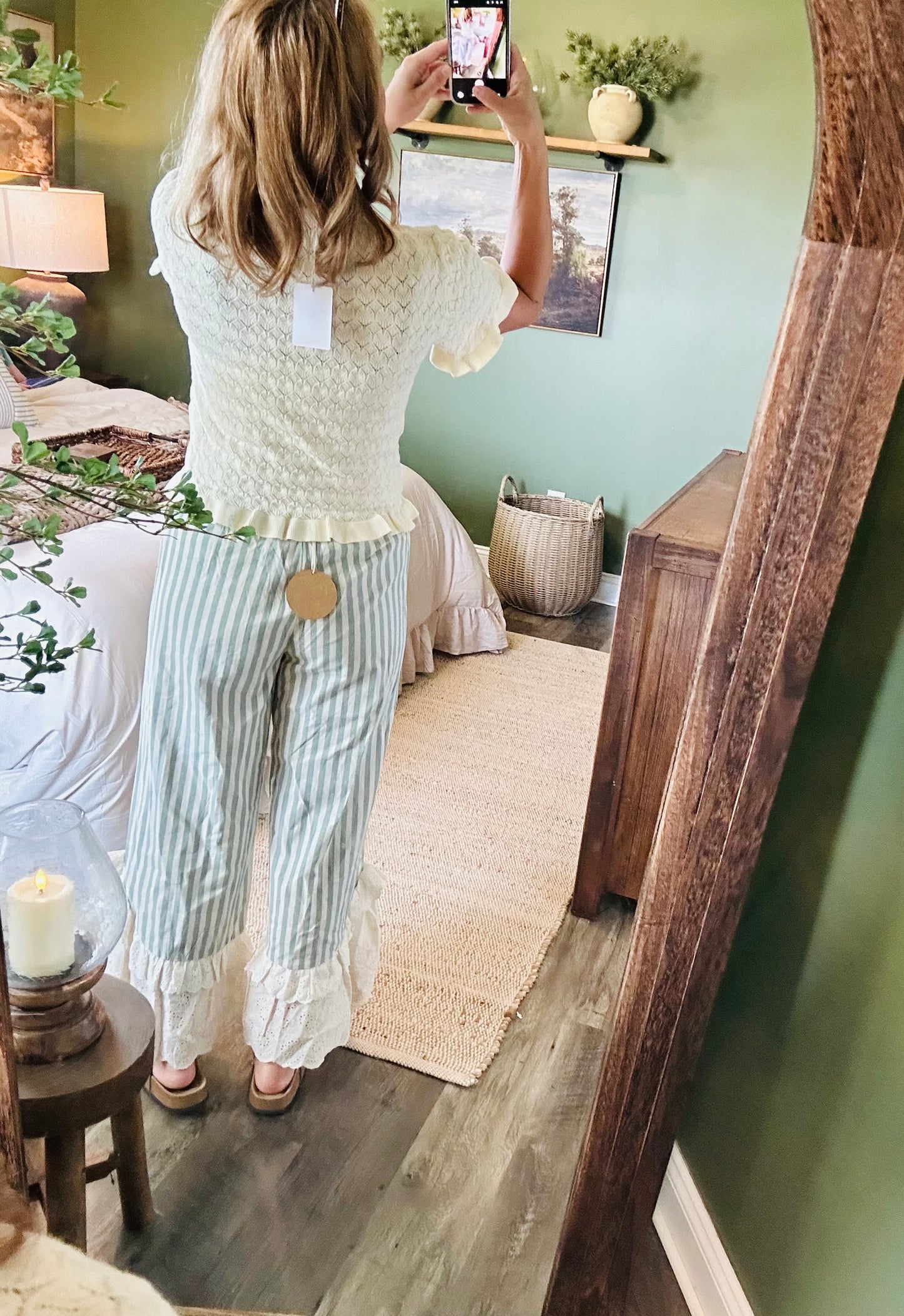 Cream Puff Pointelle Sweater Top