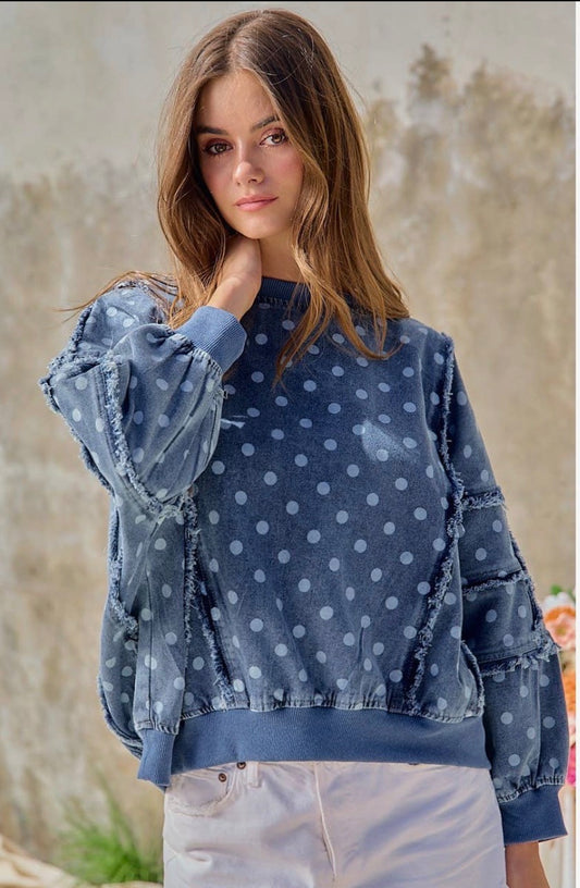 Blue Skies & Polka Dots Pullover