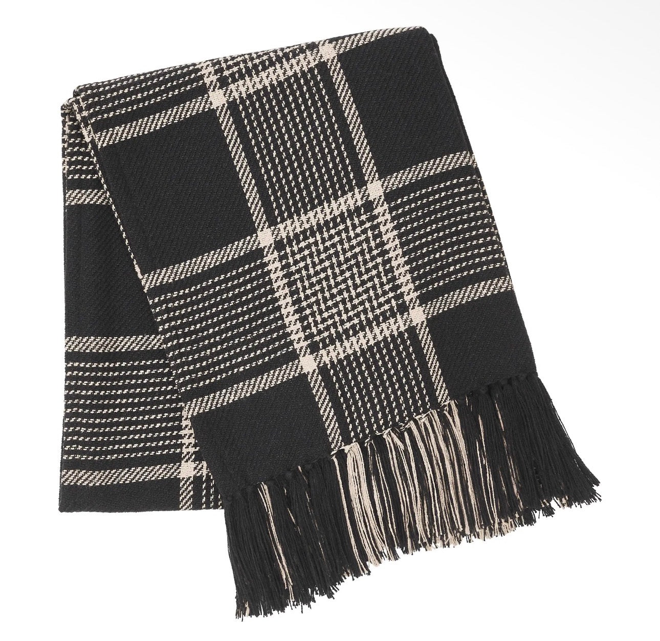 Black & Cream Farmhouse Plaid Throw Blanket