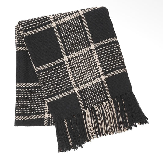 Black & Cream Farmhouse Plaid Throw Blanket