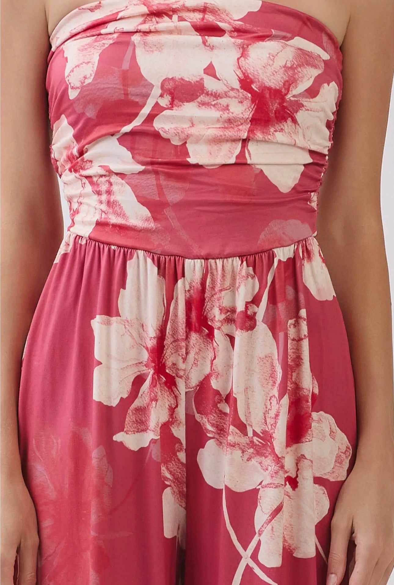 Tropical Sunset Strapless Jumpsuit