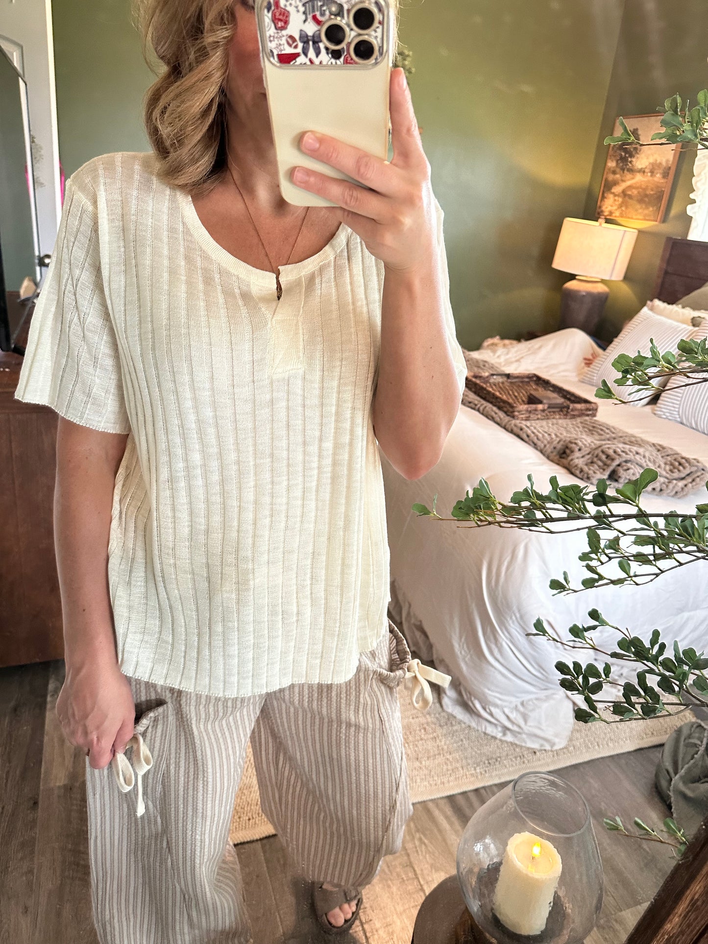 Ivory Breeze Ribbed Top