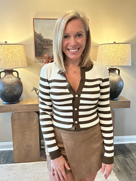 💚 The Hadley Striped Button Cardigan
