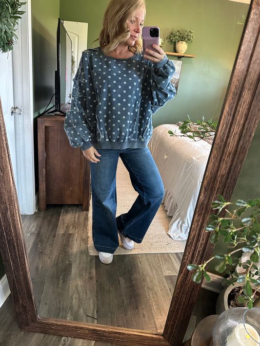 Blue Skies & Polka Dots Pullover