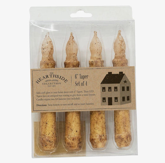Rustic Glow LED Taper Candles (Set of 4)
