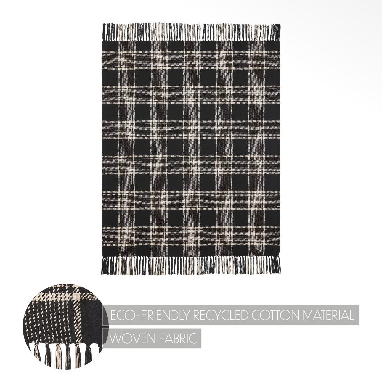 Black & Cream Farmhouse Plaid Throw Blanket