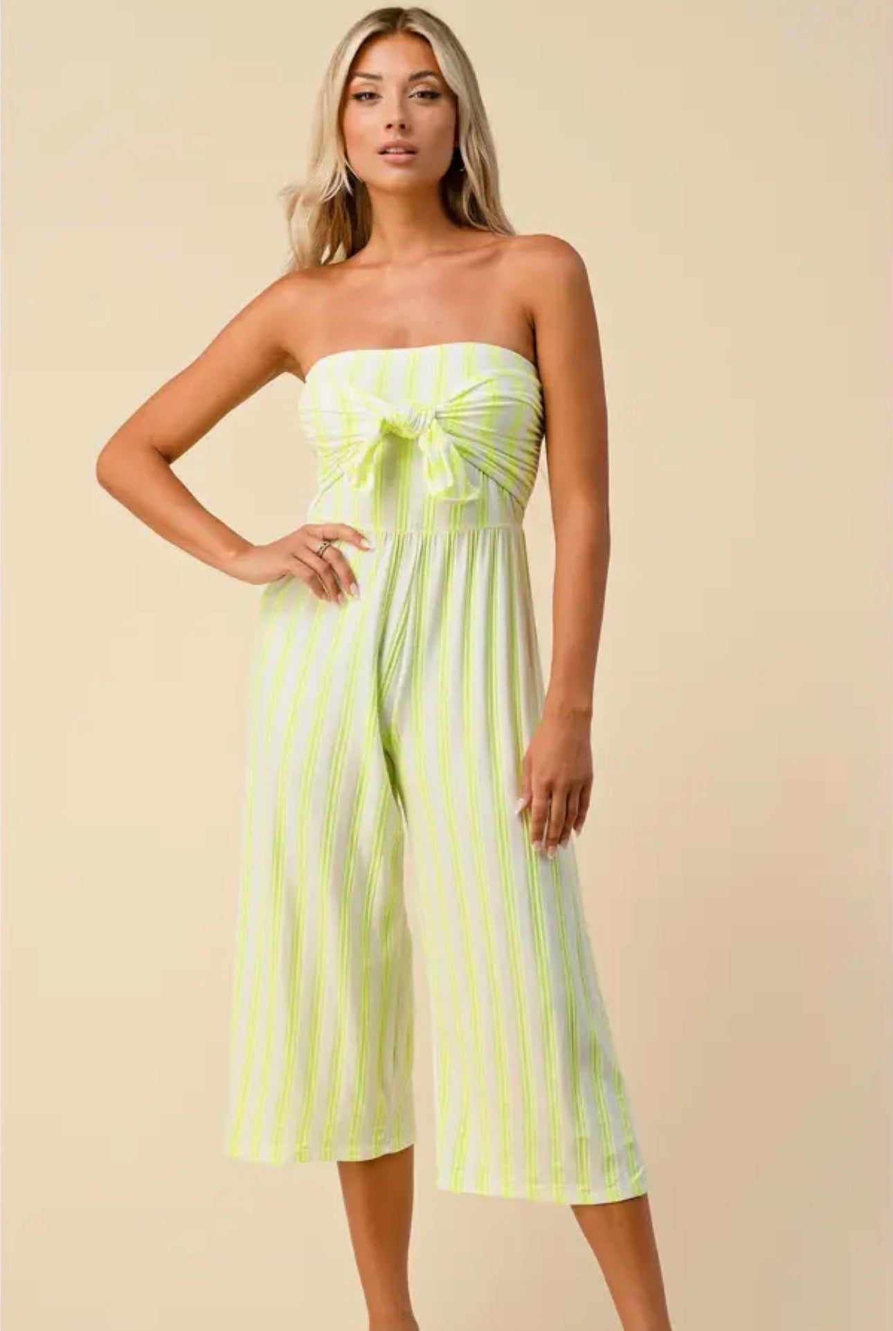 Lime Twist Strapless Jumpsuit