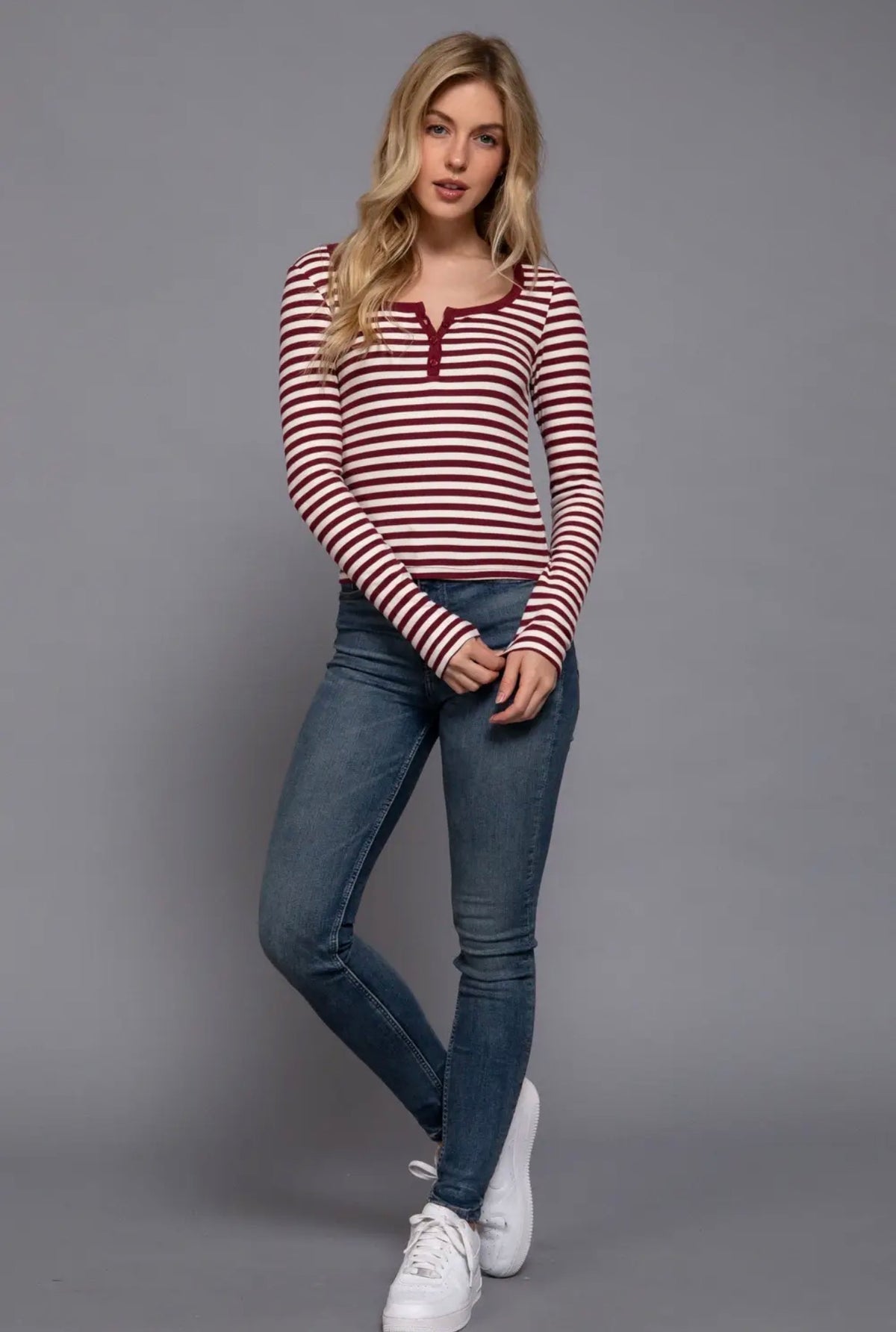 ❤️ The Tessa Striped Henley Top