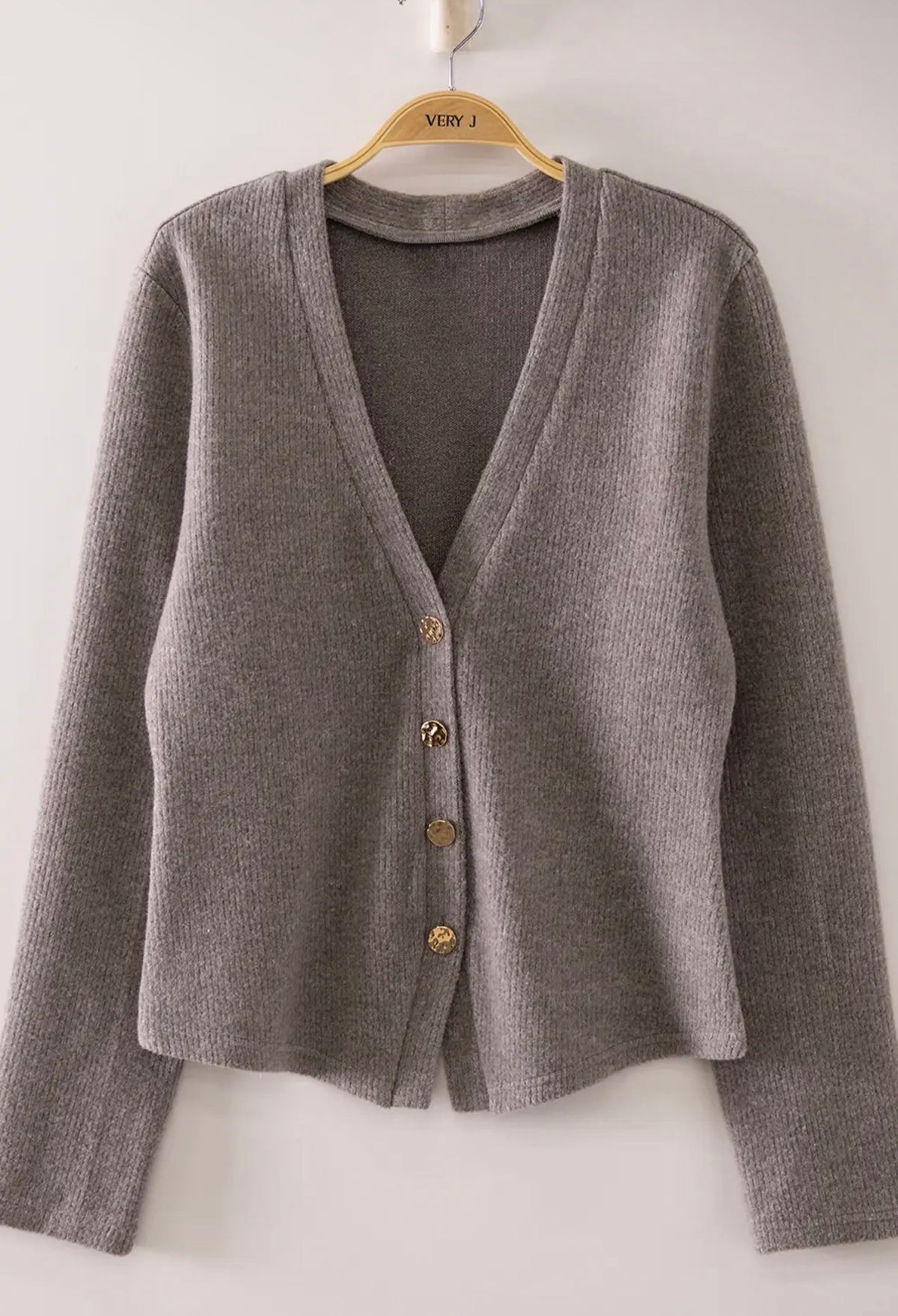 The Callie Gold Button Cardigan 🩶