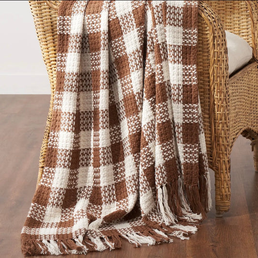 Amber Heritage Check Throw Blanket