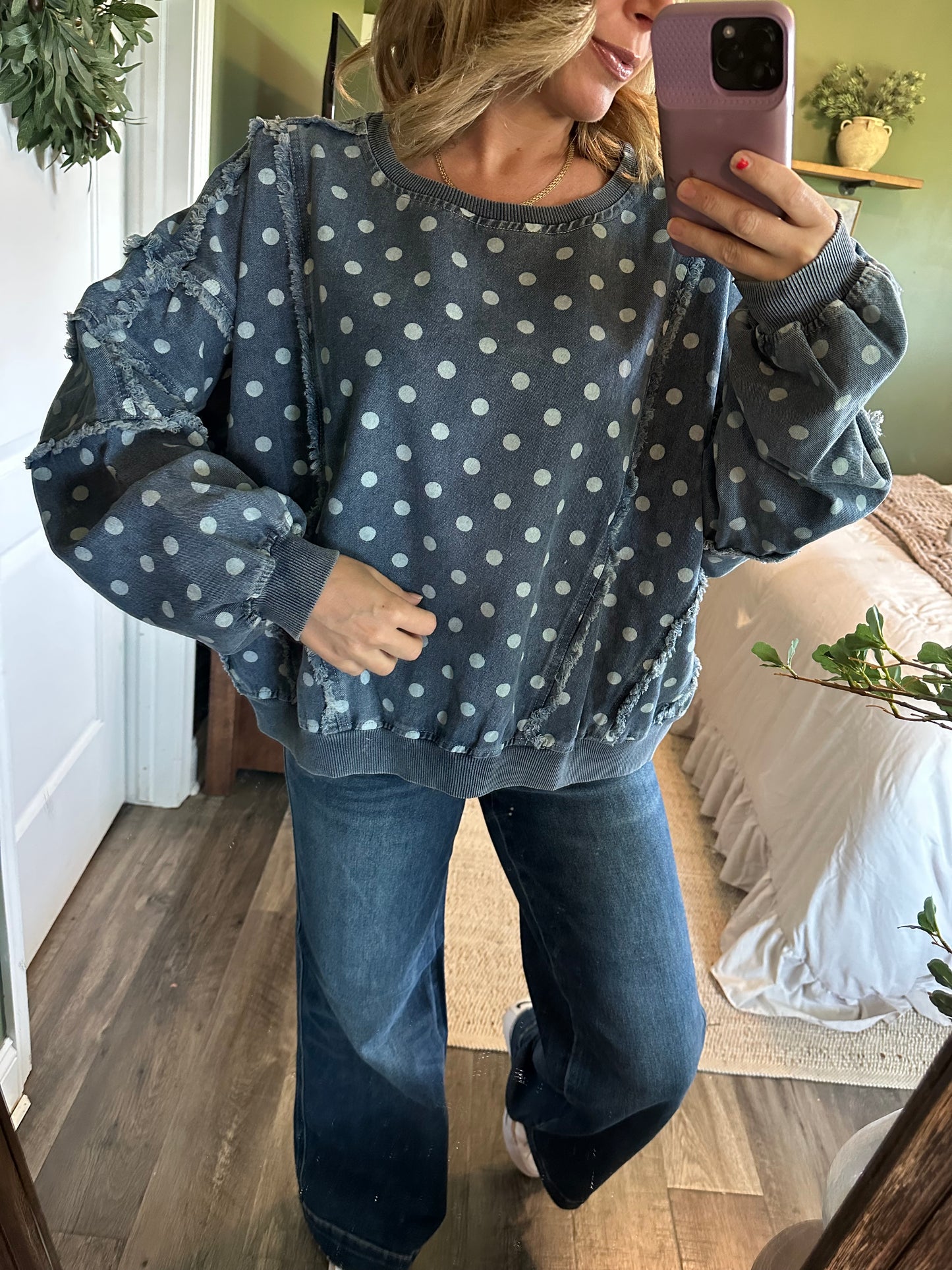 Blue Skies & Polka Dots Pullover