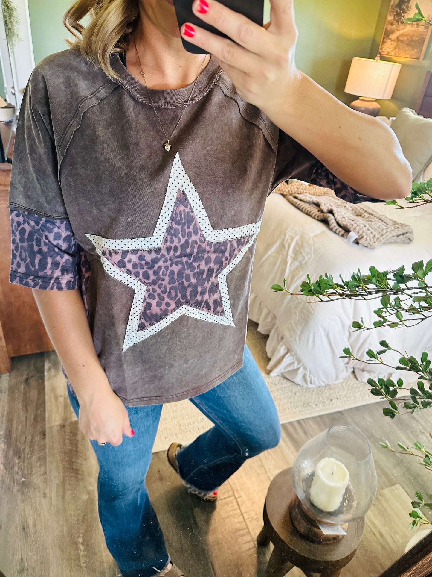 Leopard Star Mineral Wash Top ⭐🐆
