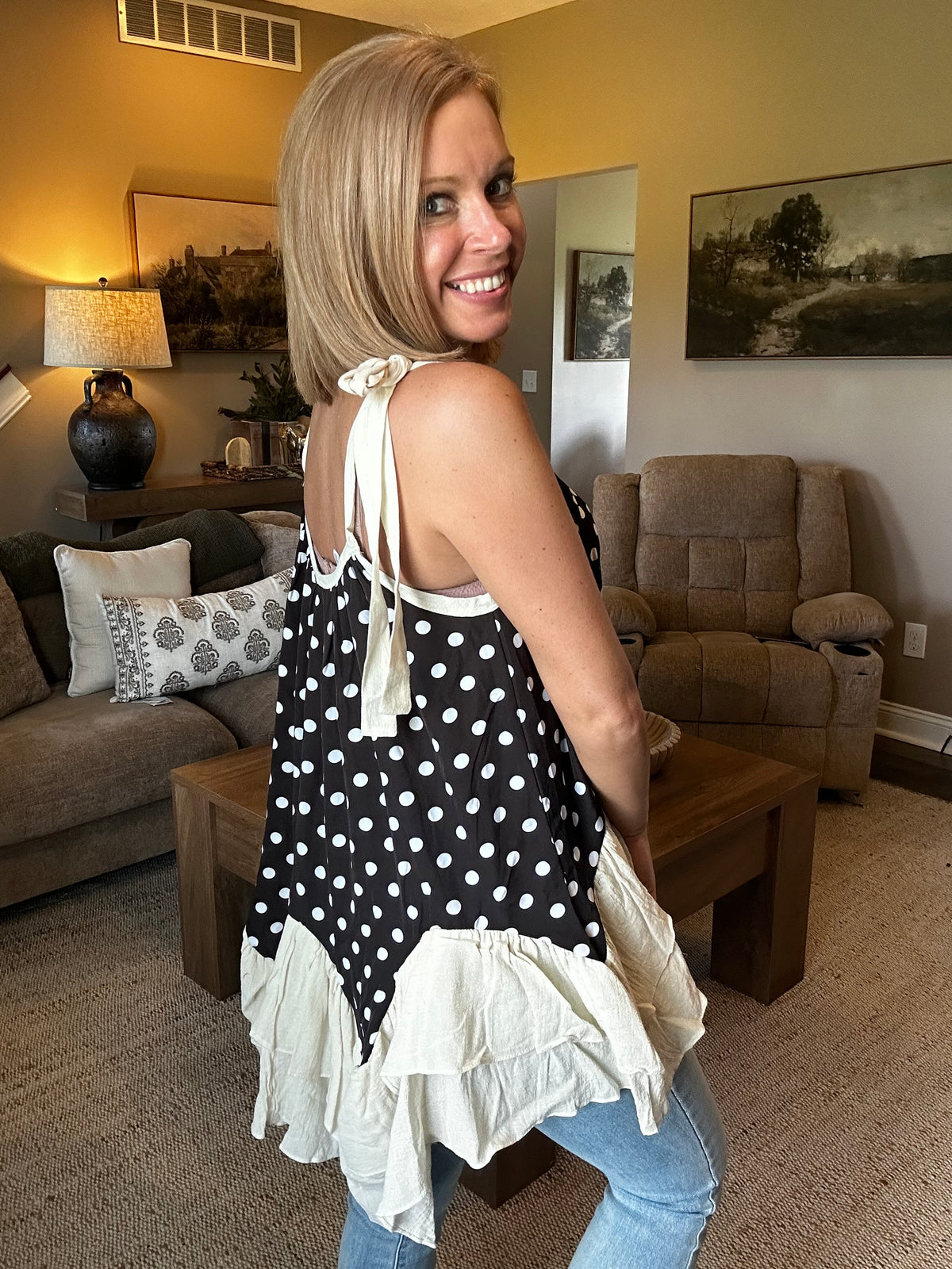 Midnight Mocha Ruffle Tank