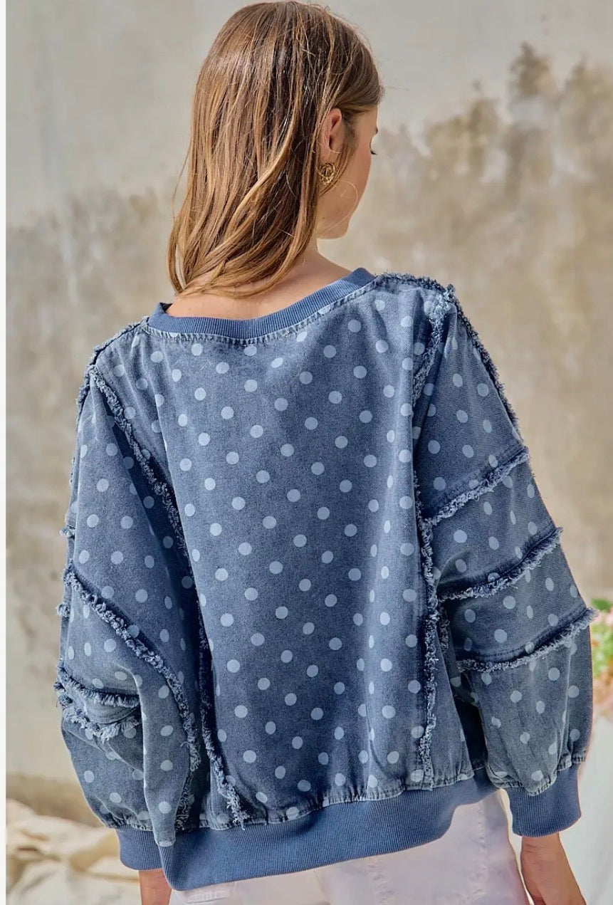 Blue Skies & Polka Dots Pullover