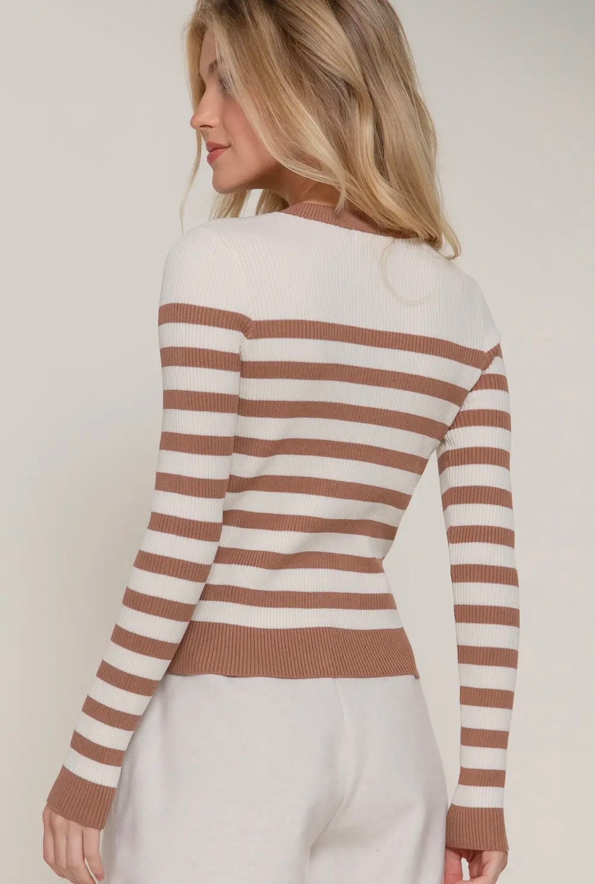 🤎 The Brielle Striped Button Cardigan