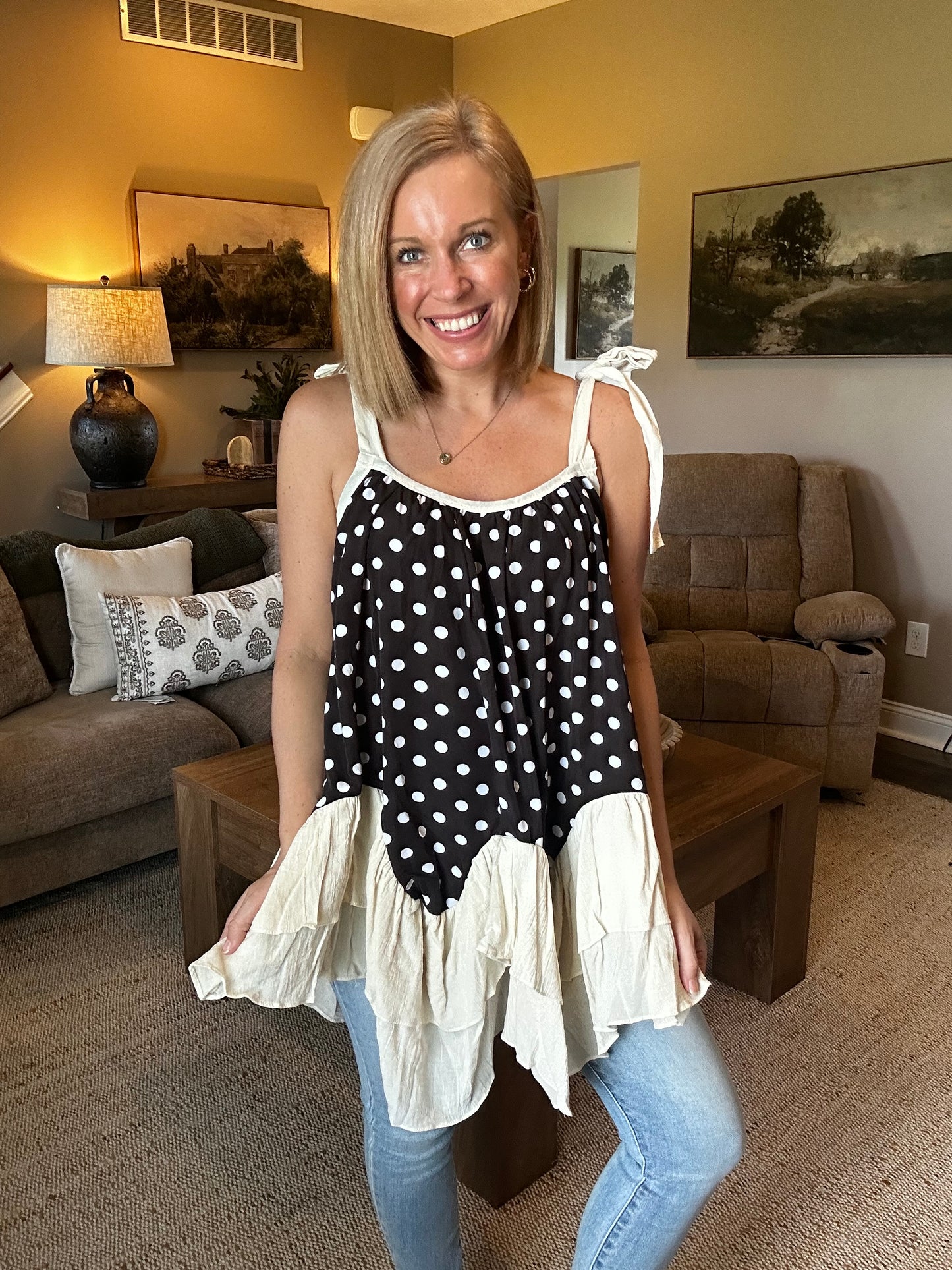 Midnight Mocha Ruffle Tank