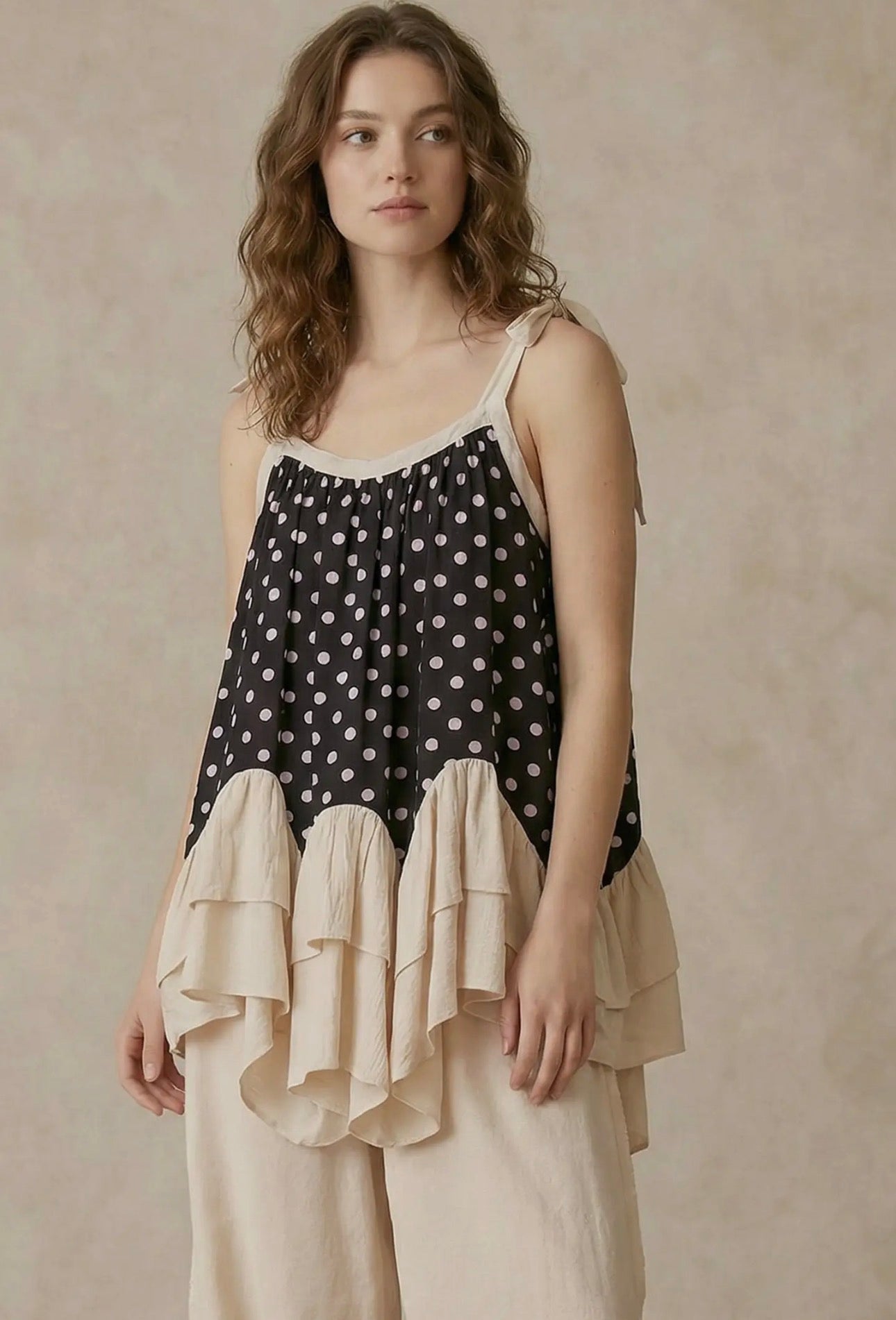 Midnight Mocha Ruffle Tank