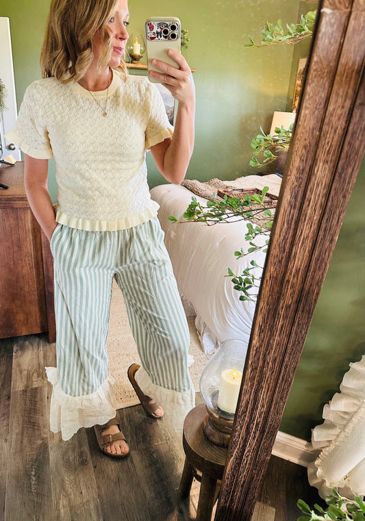 Cream Puff Pointelle Sweater Top