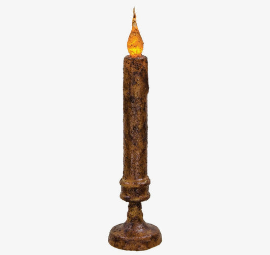 Burnt Mustard LED Timer Candlestick – 10”